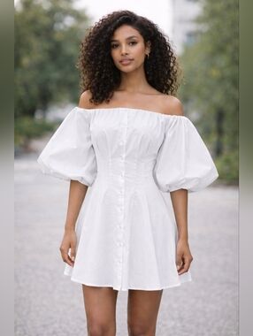 White Sexy Off Shoulder Pleated Dress